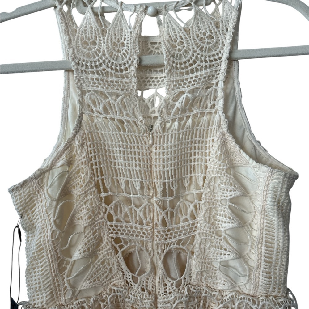 REVEUSE Maxi Lace Tiered Boho Chic Sleeveless Halter Summer Dress Medium - Picture 5 of 9